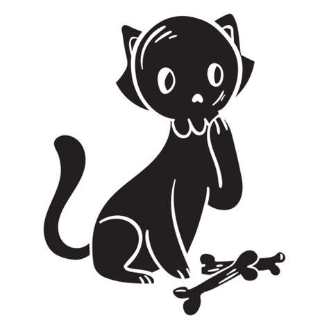 Diseño PNG Y SVG De Gato Halloween Calavera Negra Para Camisetas