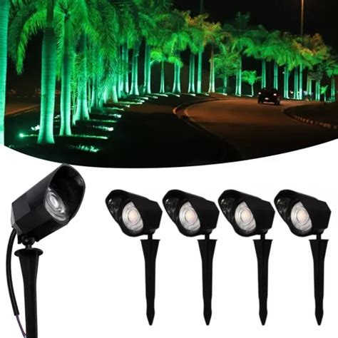 Kit 4 Luminária Espeto Jardim Lâmpada Cob Led 7w Luz Verde MercadoLivre