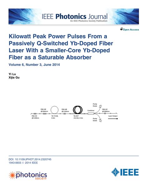 PDF Kilowatt Peak Power Pulses From A Passively Q Switched Yb Doped