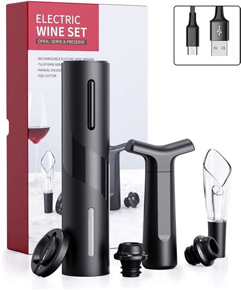 Circle Joy Electric Wine Bottle Openers Set Rechargeable Motorized Automatic Corkscrew Opener