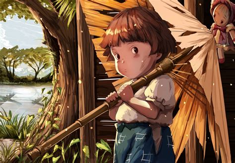 Photo Village Cute Short Hair Wallpaper Anime Kid Ghibli Style