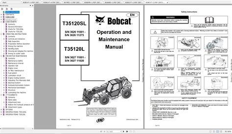 Bobcat Telescopic Handler T35120 S L Operation Maintenance Manuals