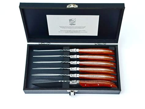 Laguiole 6x Luxury Steak Knives Rose Wood Style De Table Knife