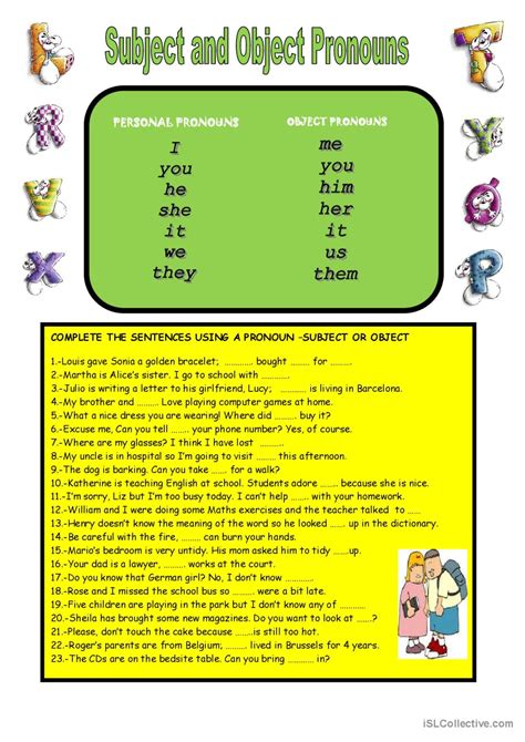 Subject And Object Pronouns English Esl Worksheets Pdf And Doc