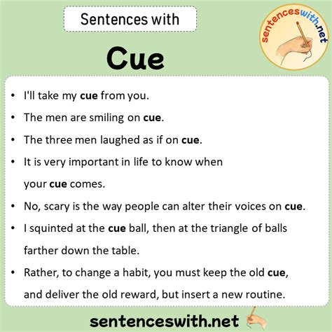 Sentences With Cue Sentences About Cue Sentenceswith Net