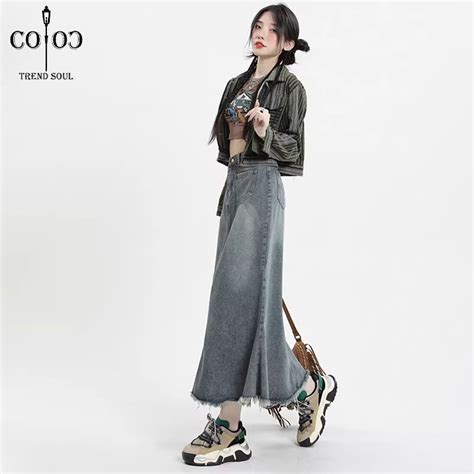 Jual Coco Trend Soul Rok Biru Retro Highwaist Terbaru Rok Denim Jeans