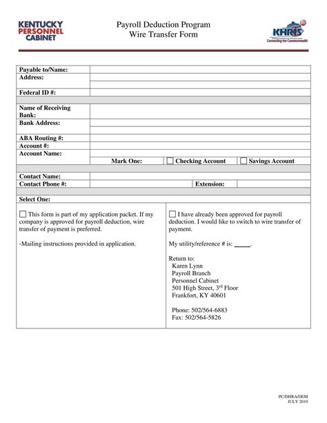 Free Printable Wire Transfer Form Templates Excel PDF