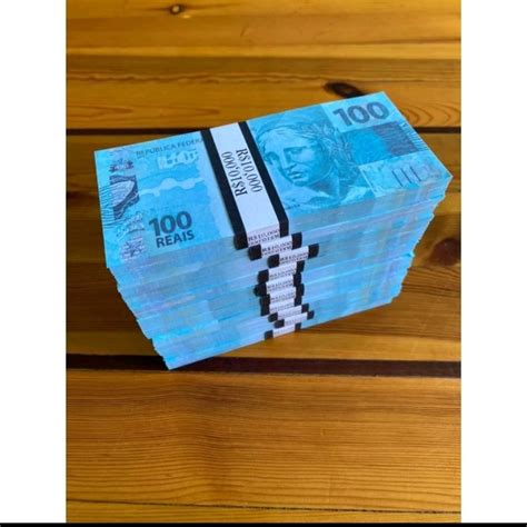 Nota De 100 Reais Tamanho Real Kit 100 Unidades Notas Fakes De