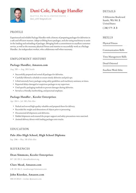 Fedex Package Handler Resume Sample