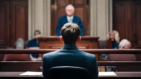 Vista Del Acusado Por Detrás En Una Sala De Juicio Concepto