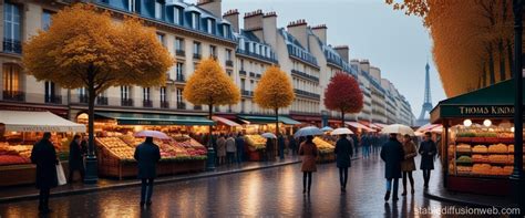 Paris Cityscape In Autumn Rain By Thomas Kinkade Stable Diffusion Online