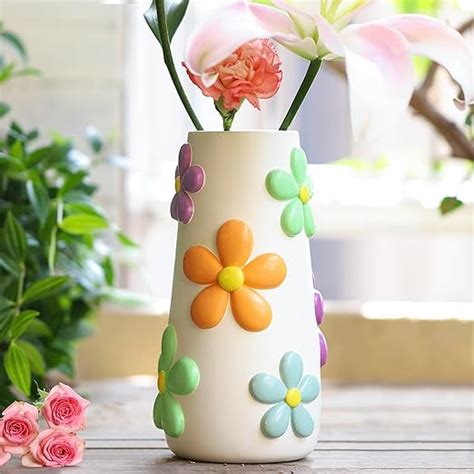 Amazon Gugugo Pastel Flowers Vase For Flower Inch Tall Rainbow