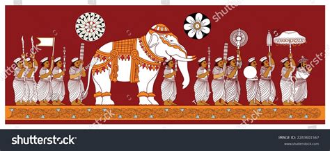 2 Sri Lankan Traditional Painting Kandy Perahara Vector Illustration