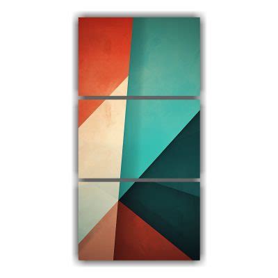 Cuadros Abstractos Geométricos En Tonos Teal Y Coral Compra Ahora