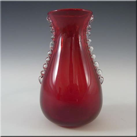 Whitefriars 1950s Ruby Red Glass Flanged Vase 9420 2 £2000 With Images Red Glass