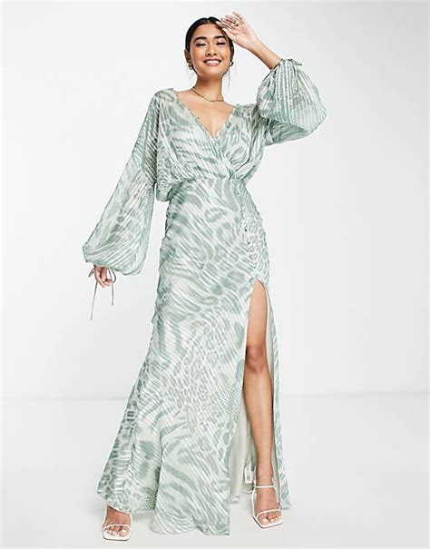 Asos Design Maxikleid Aus Gestreiftem Satin Mit Leopardenmuster