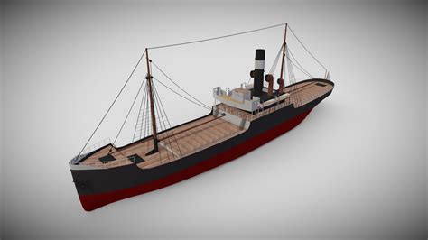 Karlsruhe 1905 German Cargo Steamer Ship 3D Model By Arti4077