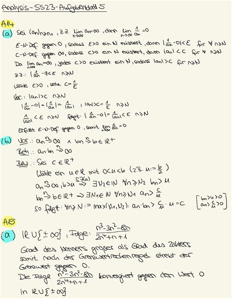 Analysis Übungsblatt 5 So Se23 Analysis SS23 Aufgabenblatt 5 A a