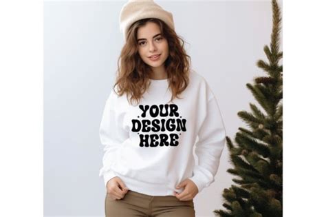 Free Gildan Christmas White Mockup Graphic By Mockupstore