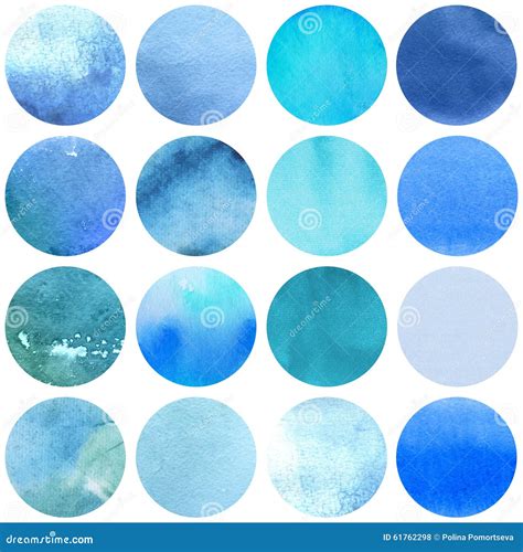 Watercolor Circles Collection Blue Colors Stock Photo Image Of