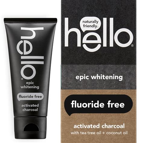 Hello Activated Charcoal Epic Whitening Fluoride Free Toothpaste Fresh Mint Coconut Oil