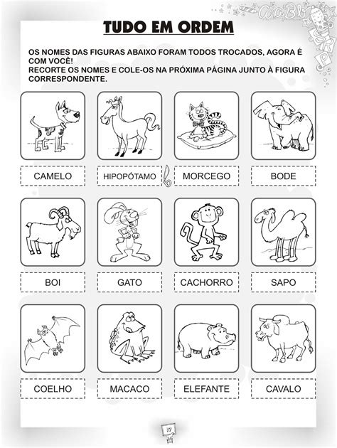 Espa O Carol Educar Organize Os Nomes Dos Animais Atividade De