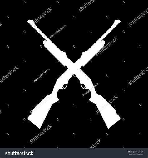 Shotgun Silhouette Icon Isolated On Black Background Stock Vector ...