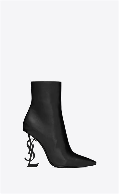 Saint Laurent ‎opyum Ankle Boot In Leather With Black Heel ‎