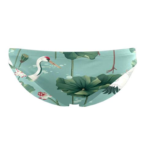 Swim Jammers For Men Swim Briefs For Men Water Lily Crane Vintage