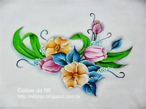 Coisas Da Nil Pintura Em Tecido Tulipas E Flores Do Campo