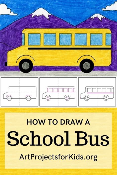 How to Draw a School Bus Easy, Step-by-Step Art Lesson for Kids | School bus art, Art lessons ...