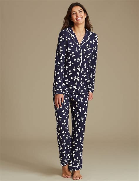 Pure Cotton Printed Long Sleeve Pyjama Set Mands Collection Mands