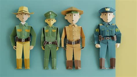 Illustrations Created From Paper And Cardboard Police Paper Doll