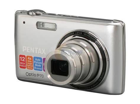 PENTAX Optio P70 Silver 12 MP 27 5mm Wide Angle Digital Camera Newegg