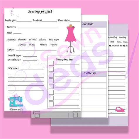 Items Similar To Printable Sewing Project Planner Pdf Sewing Planner