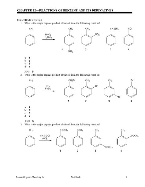 Ch Benzens Practice Material Chapter Reactions Of Benzene