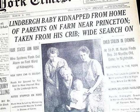 Great Charles Lindbergh Baby Kidnapping 1932 Newspaper 36836632