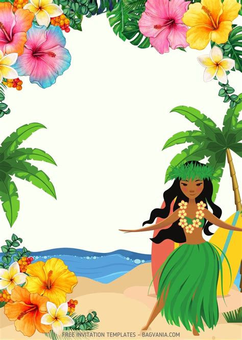 Free Hawaiian Luau Pool Party Invitation Templates