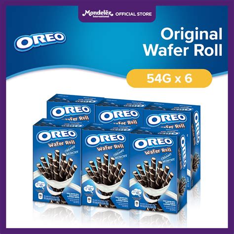 Oreo Wafer Roll Vanilla Flavor 54g Sandwich Cookie Snack With Rich Cream Filling Set Of 6