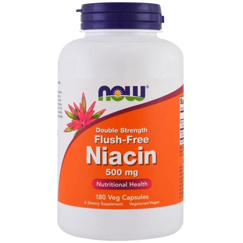 Now Foods Flush Free Niacin Double Strength 500 Mg 180 Veg Capsules