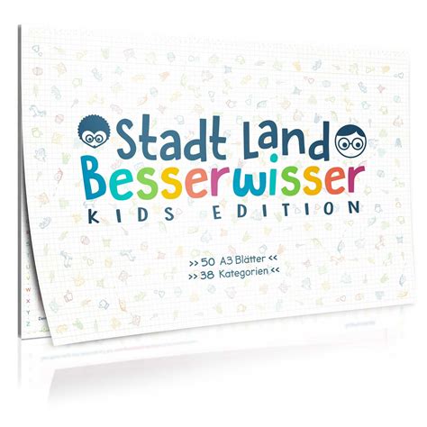 Stadt Land Fluß XXL KIDS JUNIOR mit 39 Kategorien Rätsel Quiz Spaß für