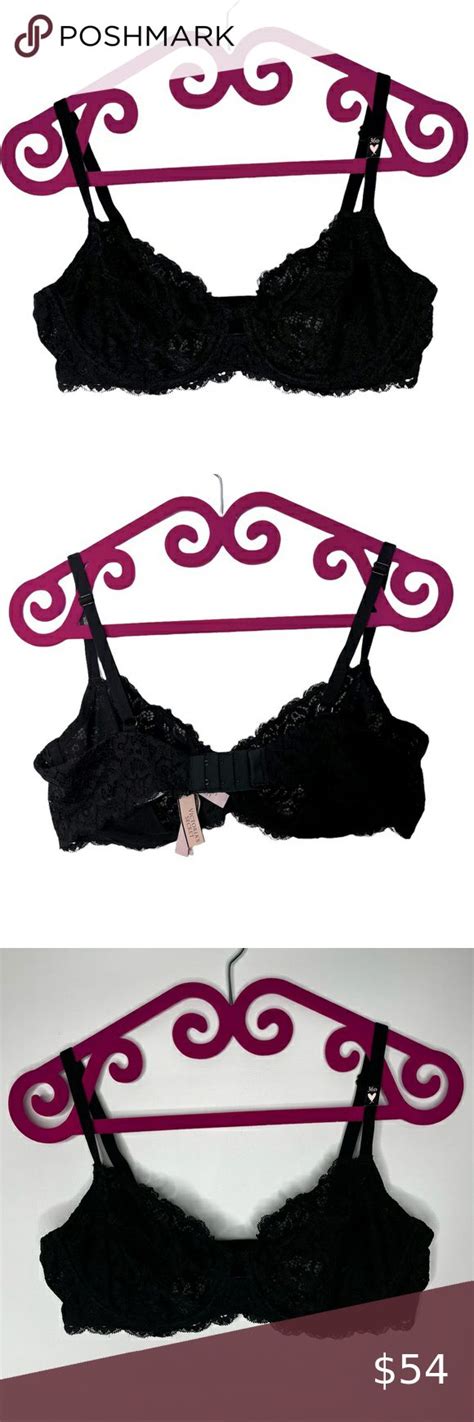 Victorias Secret Black Lace Body By Victoria Unlined Demi Bra Size 36d