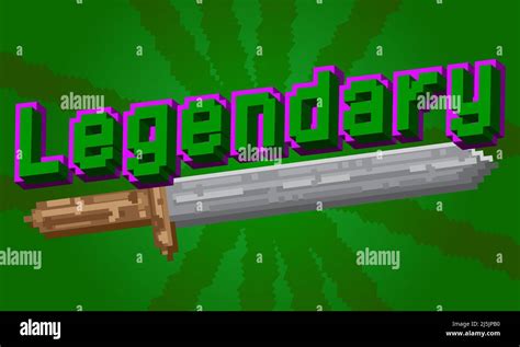 Legendary Pixelated Word With Geometric Graphic Background Vector