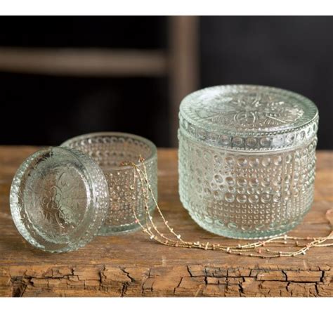 Rustic Farmhouse Set of Two Decorative Glass Jars