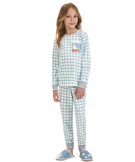 Pijama Infantil Longo Cor Amor Azul Século Íntimo Lingerie