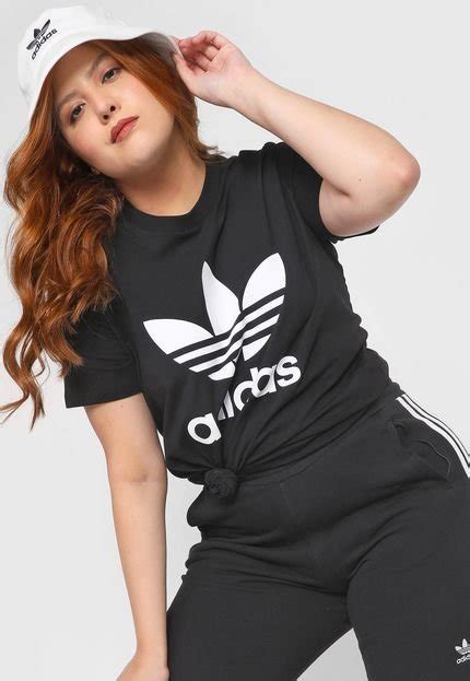 Camiseta Adidas Originals Plus Size Trefoil Preta Compre Agora