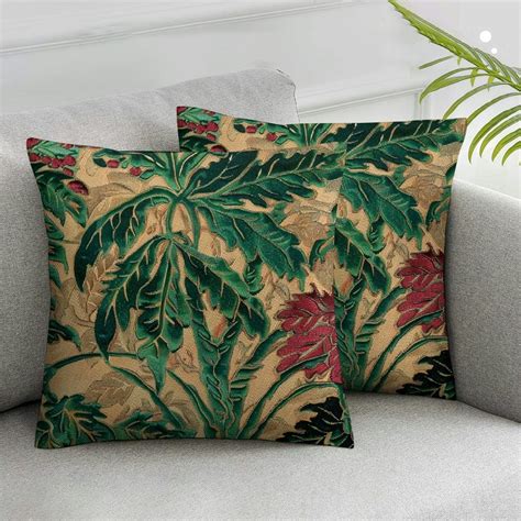 Nawypu Pcs Green Teal Square Maple Leaf Pillow Cut Cushion Case