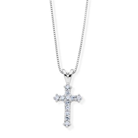 1 10 Cttw Diamond Sterling Silver Cross Pendant Necklace