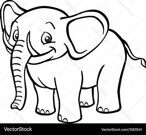 Black and white cartoon elephant Royalty Free Vector Image