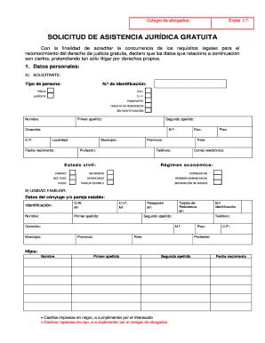 Fillable Online Solicitud De Asistencia Jurdica Gratuita Fax Email